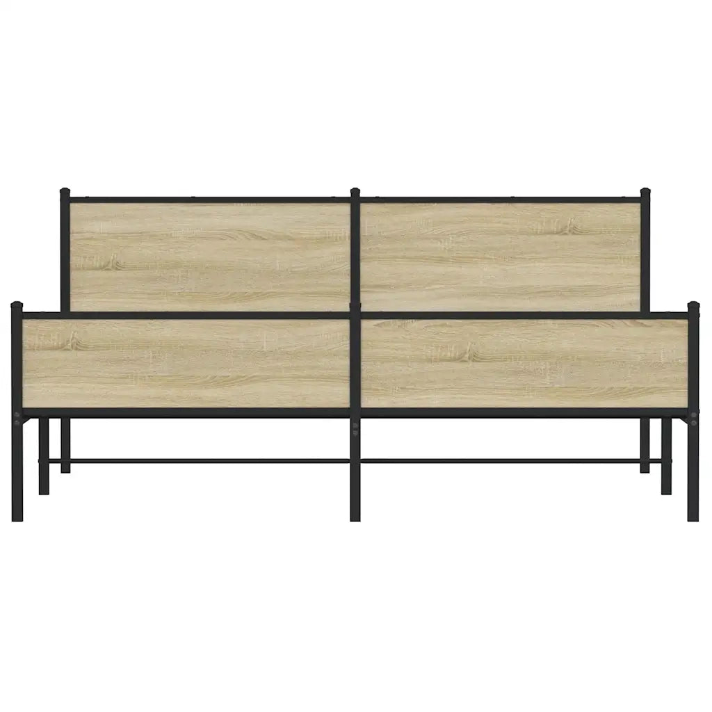 Letto matrimoniale | Letto per adulti | Giroletto senza Materaso in Metallo Rovere Sonoma 160x200 cm