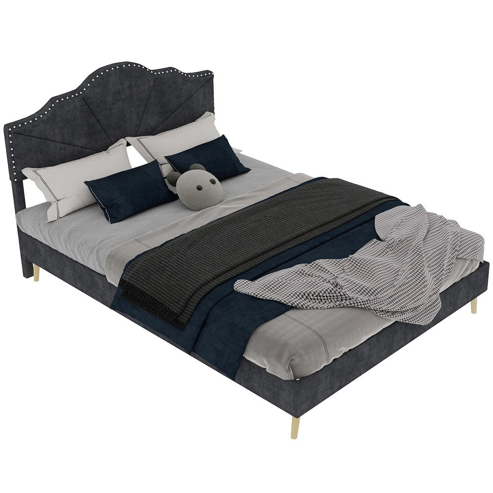 Letto imbottito con testiera ¨C Minimal ¨C Grigio 140x200cm