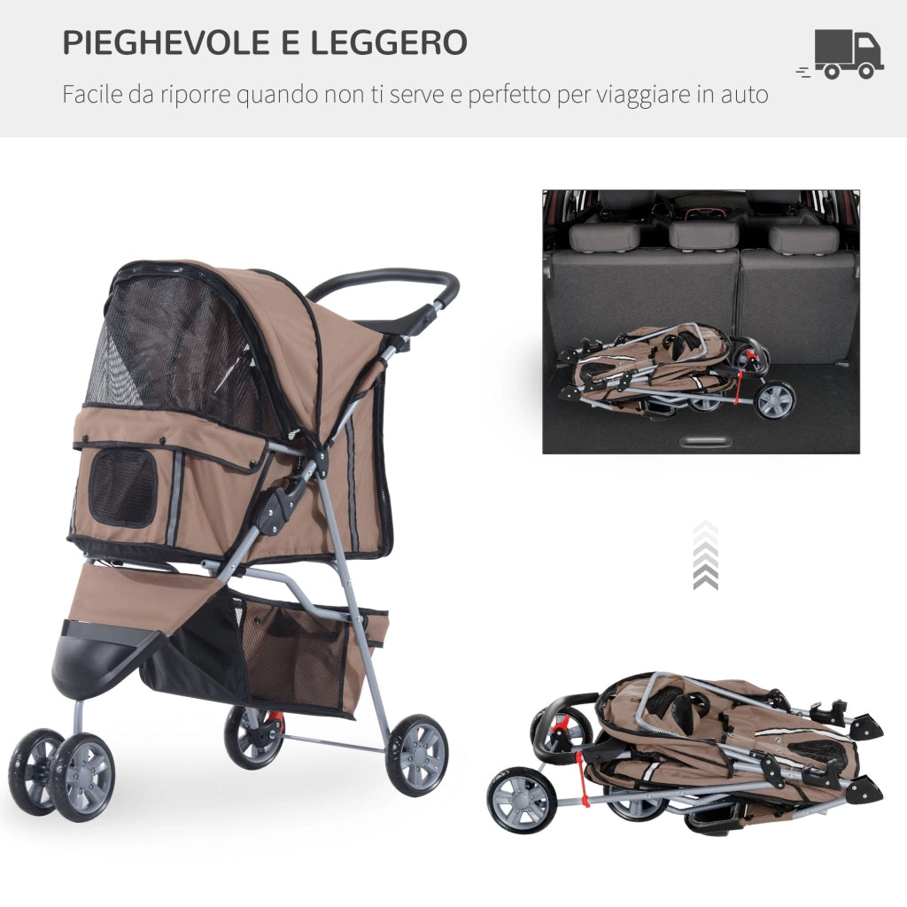 Passeggino per Cani Caffè 75x45x97 cm
