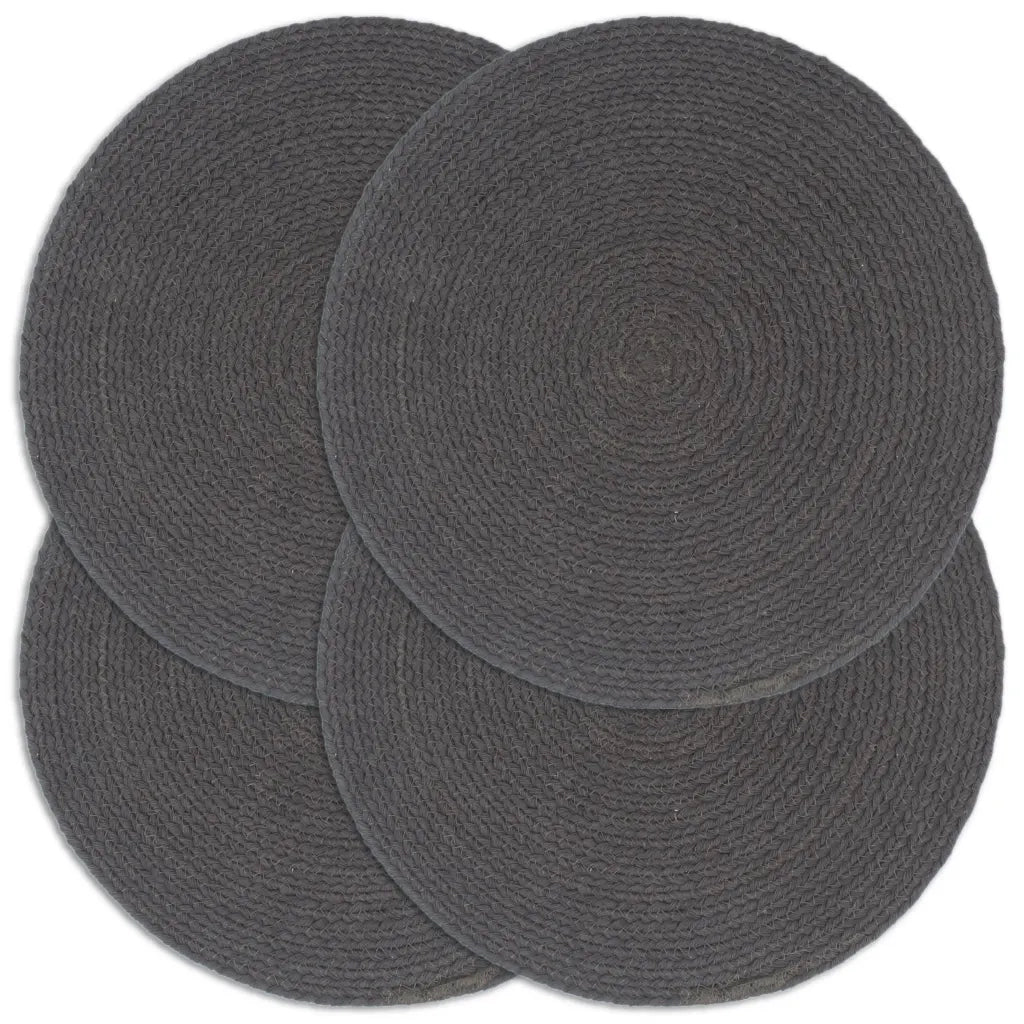 Tovagliette 4 pz Grigio Scuro Neutro 38 cm Rotonde in Cotone  cod mxl 68065