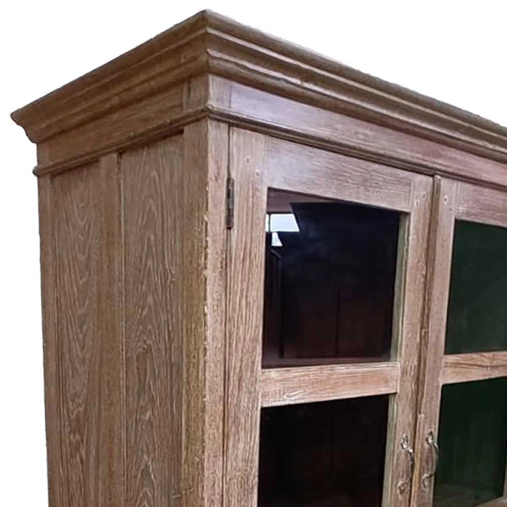 Vetrina in legno con finitura artigianale marrone, 110x45x180h cm