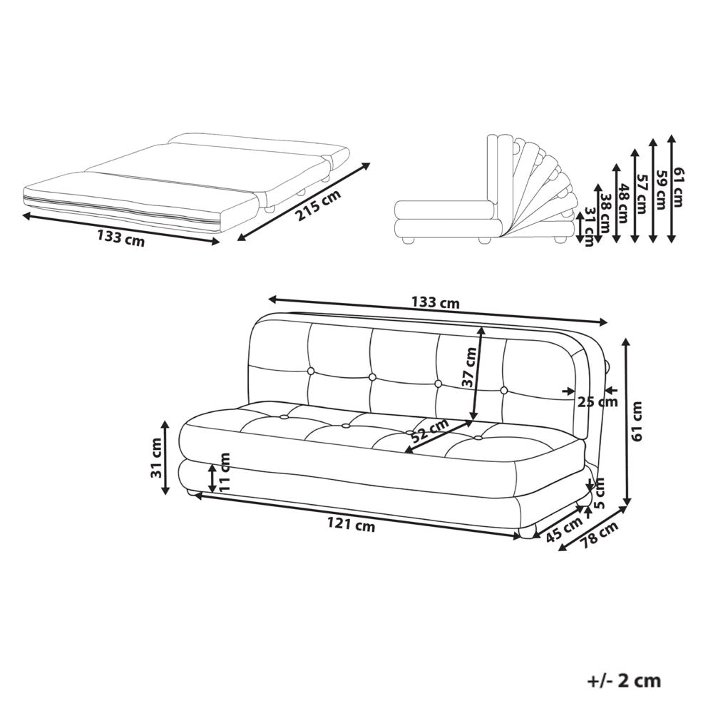 Divano letto bianco sporco rivestimento in finto lino gambe in legno 2 posti funzione letto trapuntato soggiorno camera da letto camera degli ospiti
