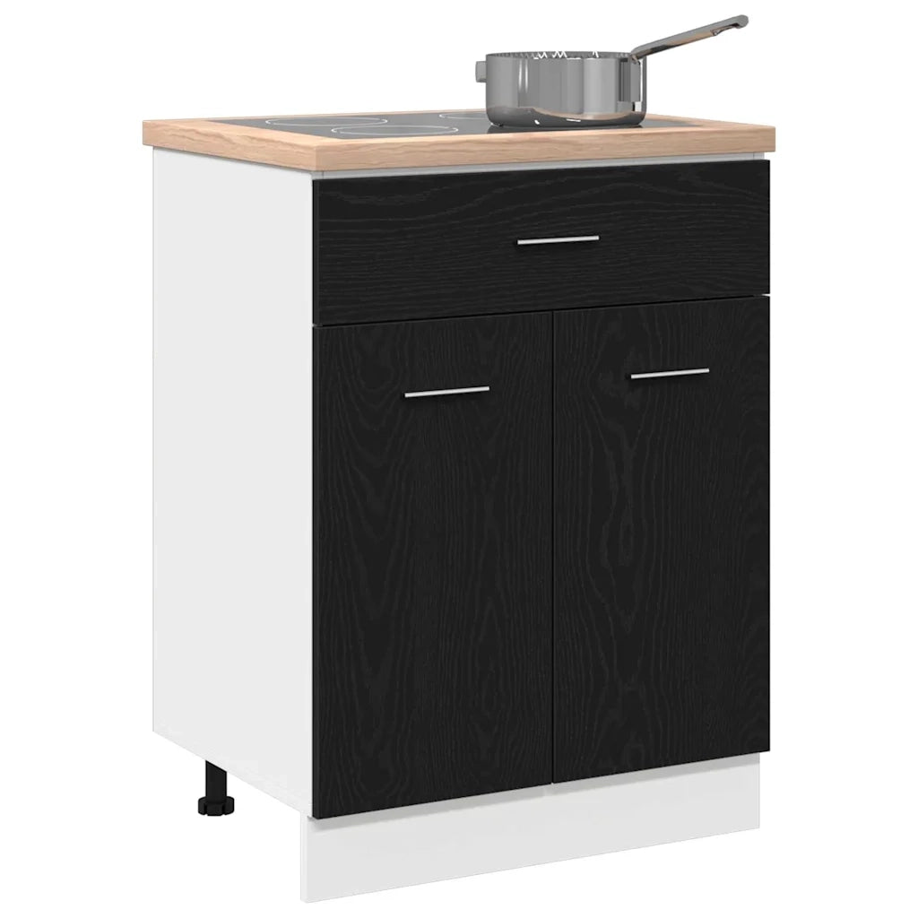 vidaXL Armadio Base con Cassetto Rovere nero 60 x 46 x 81.5 cm