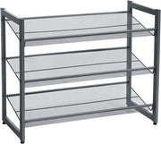 Scaffale per scarpe metallico, 3 livelli, piattaforma regolabile, colore grigio scuro