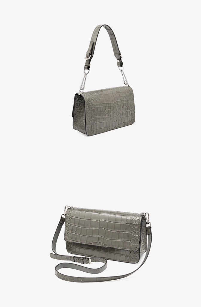 Borsa da donna in vera pelle, borsa da spiaggia, borsa a tracolla semplice, grigia
