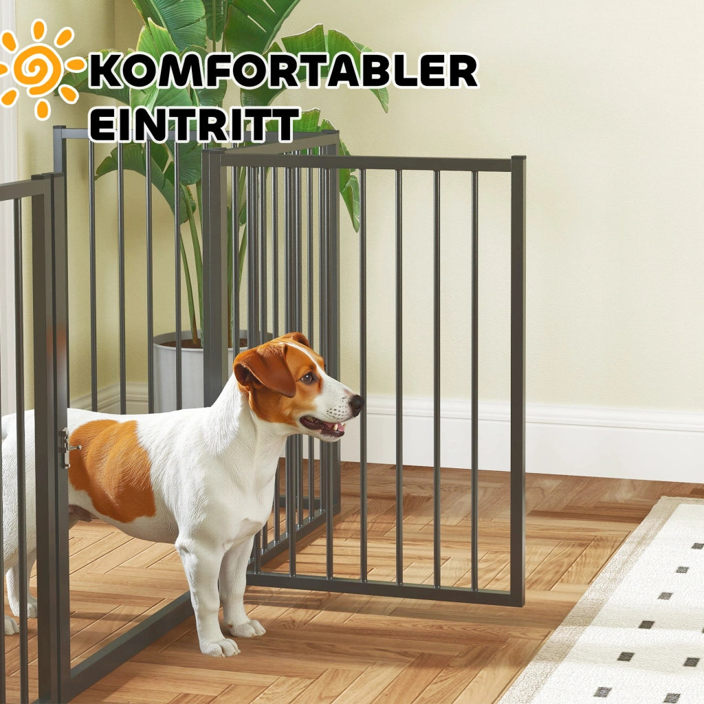 Recinto per cani ¨C zephmum ¨C nero, pieghevole, 5 pannelli