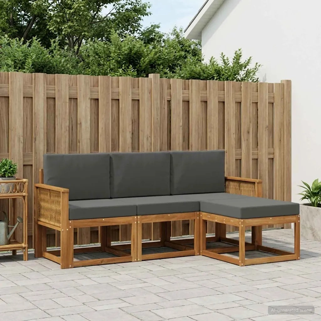 Set di divani da esterno 4 pcs Naturale e Antracite Poliestere