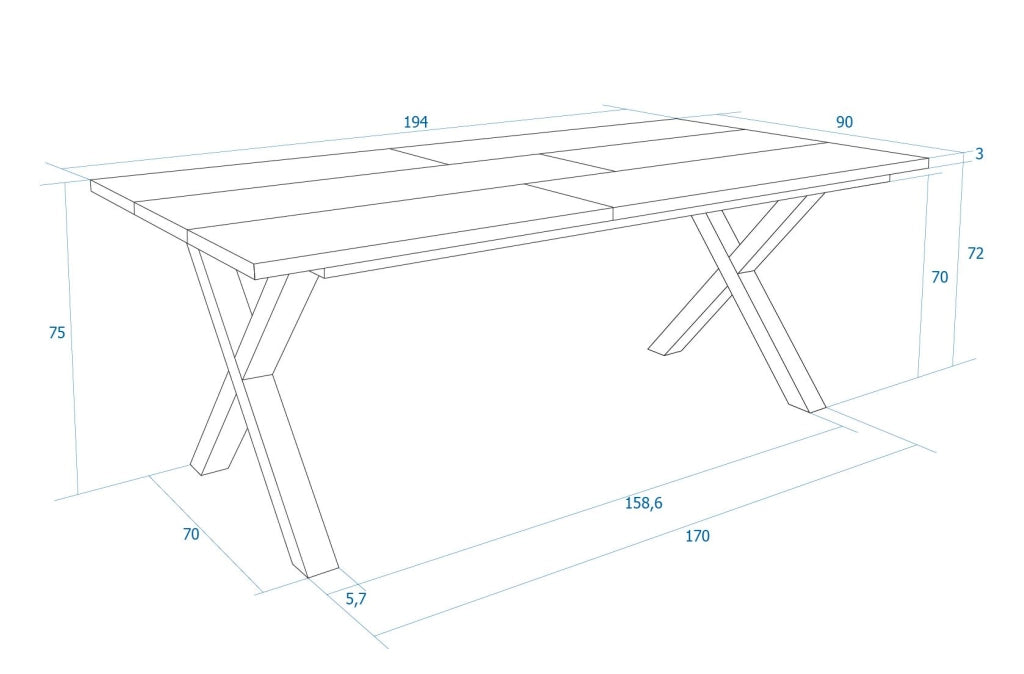 Tavolo da Pranzo, 194x90x74 cm, Per 10 persone, Tavolo Cucina, Rovere