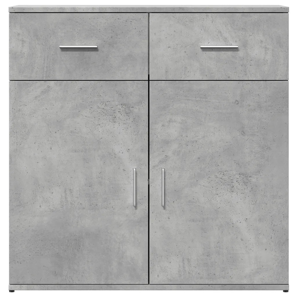 Credenze 2 pz Grigio Cemento 79x38x80 cm in Legno Multistrato