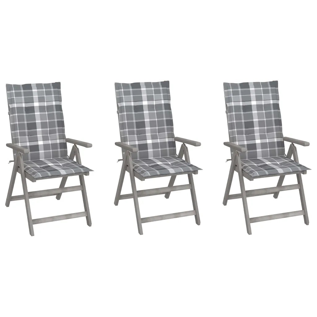 Sedie da Giardino Reclinabili 3 pz con Cuscini Massello Acacia cod mxl 76019
