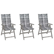 Sedie da Giardino Reclinabili 3 pz con Cuscini Massello Acacia cod mxl 76019