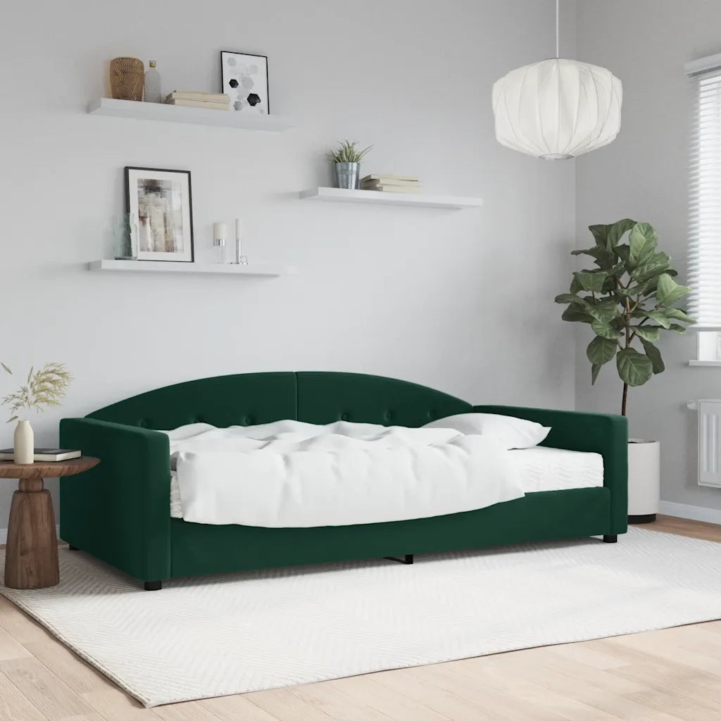 Divano Letto con Materasso Verde Scuro 100x200 cm in Velluto 3197286