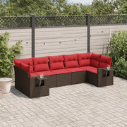 Set Divani da Giardino 7 pz con Cuscini Marrone in Polyrattan 3220593
