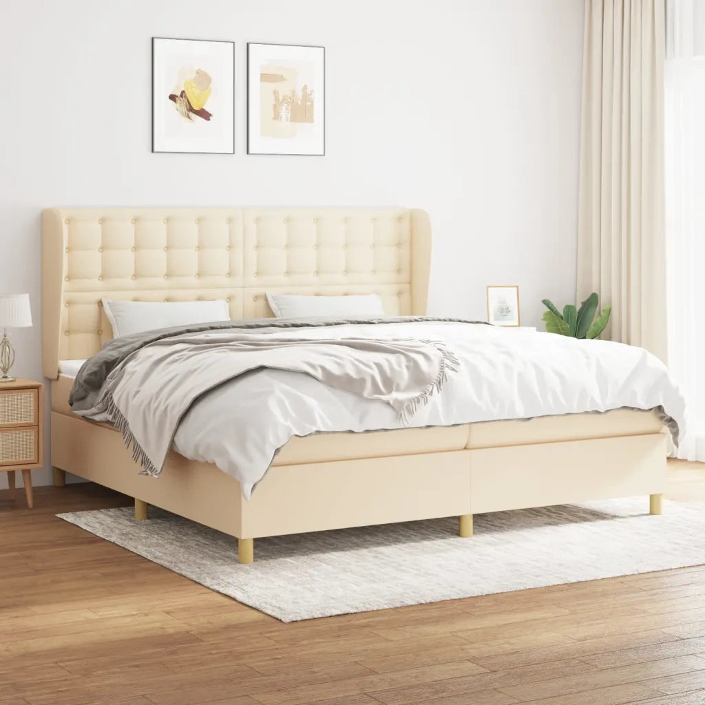 Giroletto a Molle con Materasso Crema 200x200 cm in Tessuto 3128874