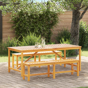 Set da pranzo da giardino 6 pezzi in legno massello di acacia
