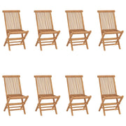 Sedie da Giardino Pieghevoli 8 pz in Legno Massello di Teak