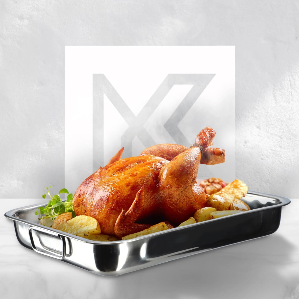 Teglia da forno KADAX con griglia per pollo e pesce, in acciaio, 40 cm