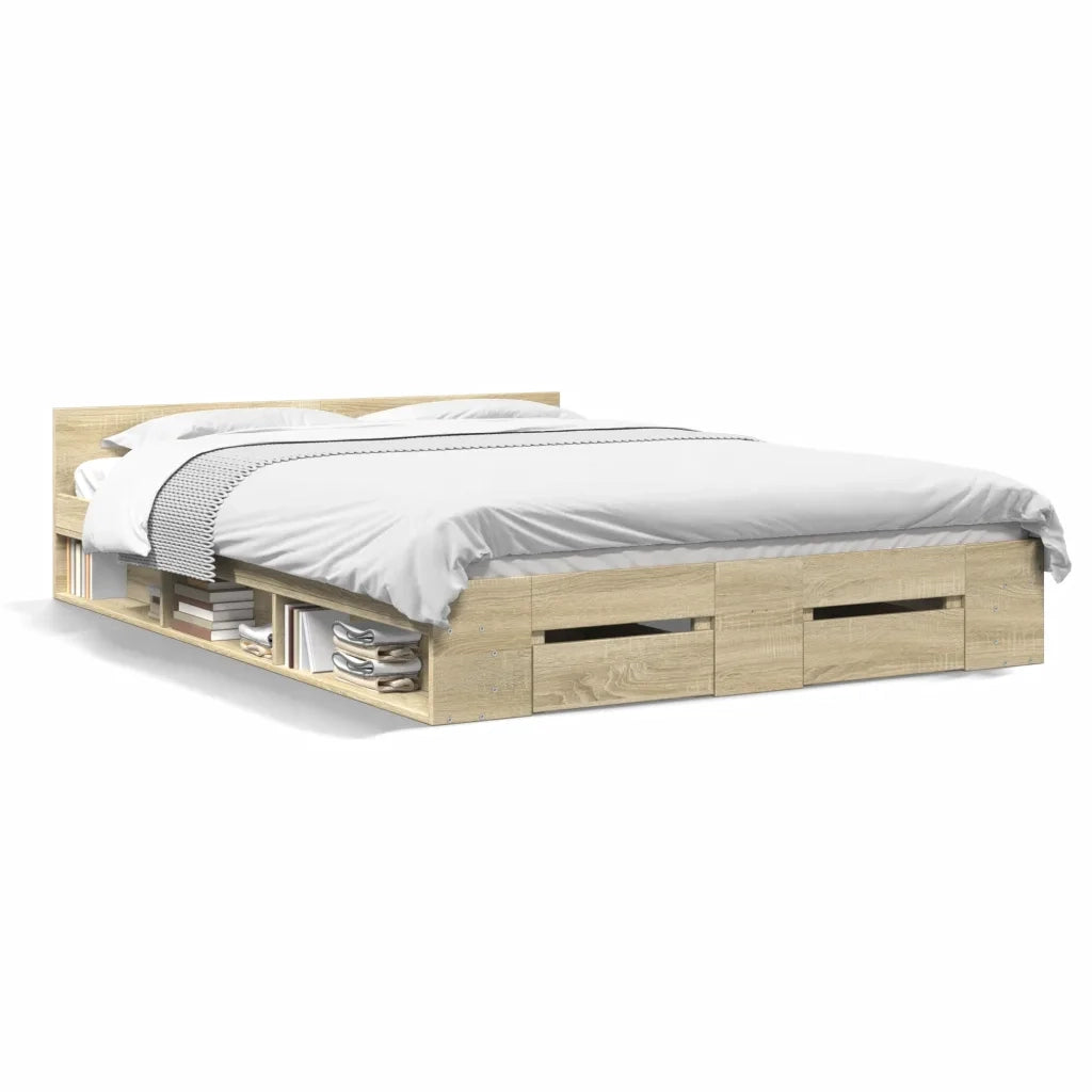 Giroletto Cassetti Rovere Sonoma 160x200 cm Legno Multistrato