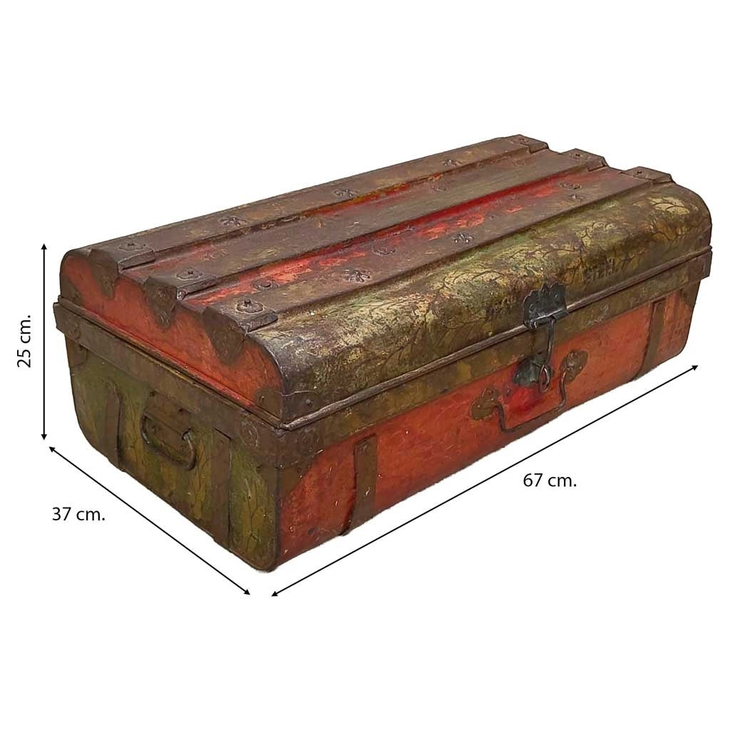 Valigia metallo artigianale rossa 67x37x25h cm