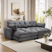 POLTRONA Relax 140x112x81 cm Tessuto a coste Grigio con portabicchieri e USB