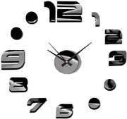 Orologio da parete 3D da appendere, nero lucido, orologio da parete moderno realizzato con la combinazione di plastica e vetro