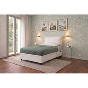 Letto imbottito Singolo 80x200 cm Soft - Bianco,Similpelle,Contenitore