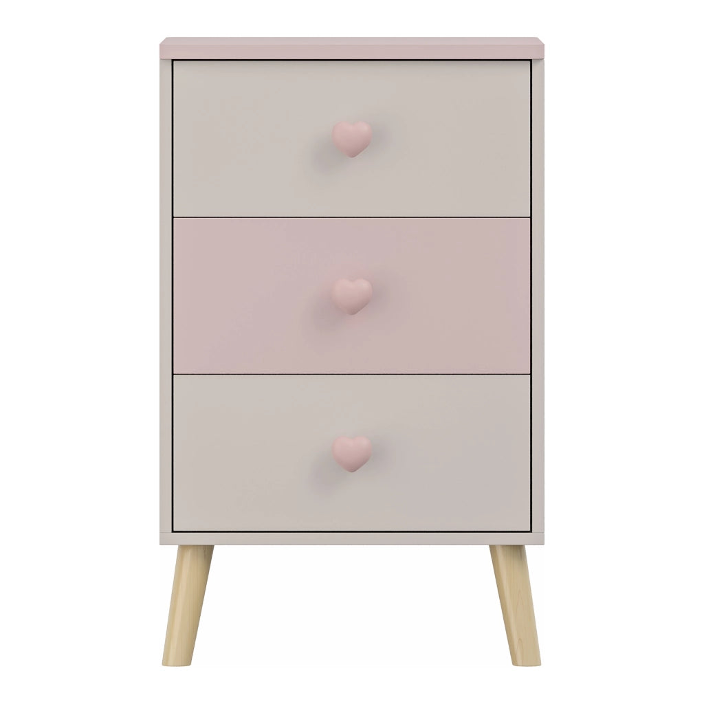 Cassettiera Sandnes per Cameretta Bambini 62 x 38 x 30 cm Bianco / Rosa  [en.casa]