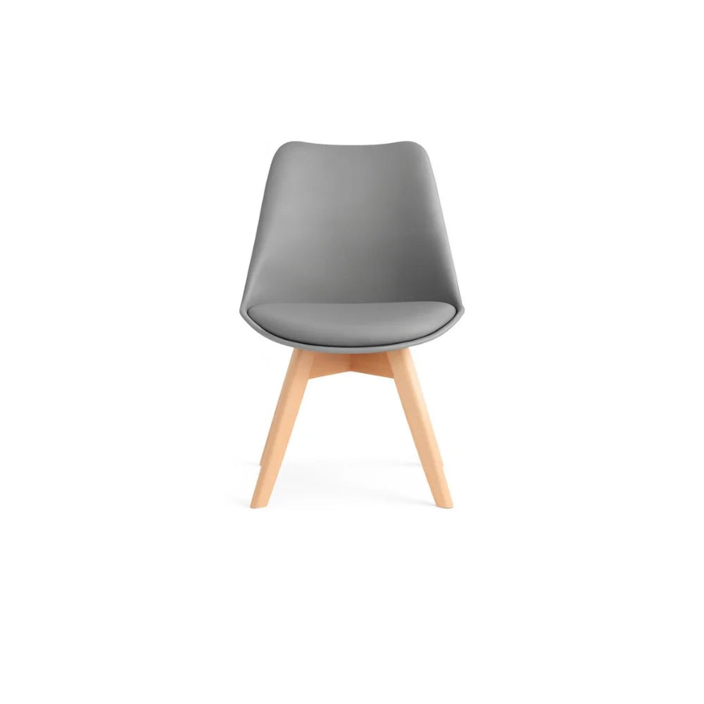 Set di 4 sedie da pranzo imbottite in polipropilene grigio scuro Lola con struttura in legno facili da pulire | Duzzle