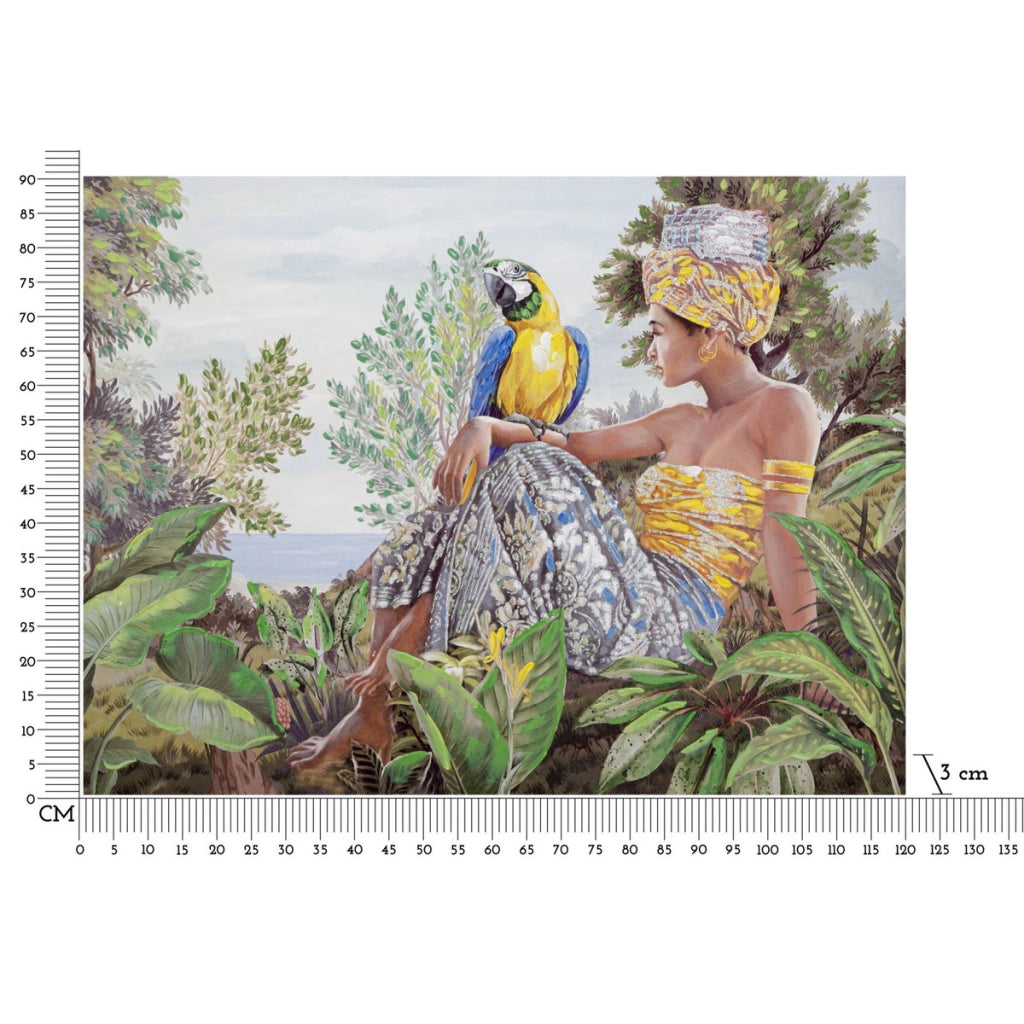 Stampa su Tela Tropicale 1, Multicolore, Legno, 120x3x90 cm