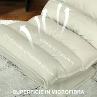 Poltrona in Tessuto Imbottita Girevole a 360° e Reclinabile a 3 Livelli 62x70x95cm, Beige