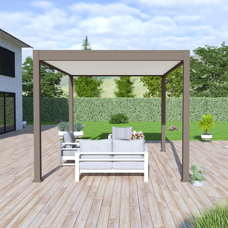 Pergola bioclimatica autoportante Ombréa VS - 3x4M Talpa + 1 tenda 4M bianca