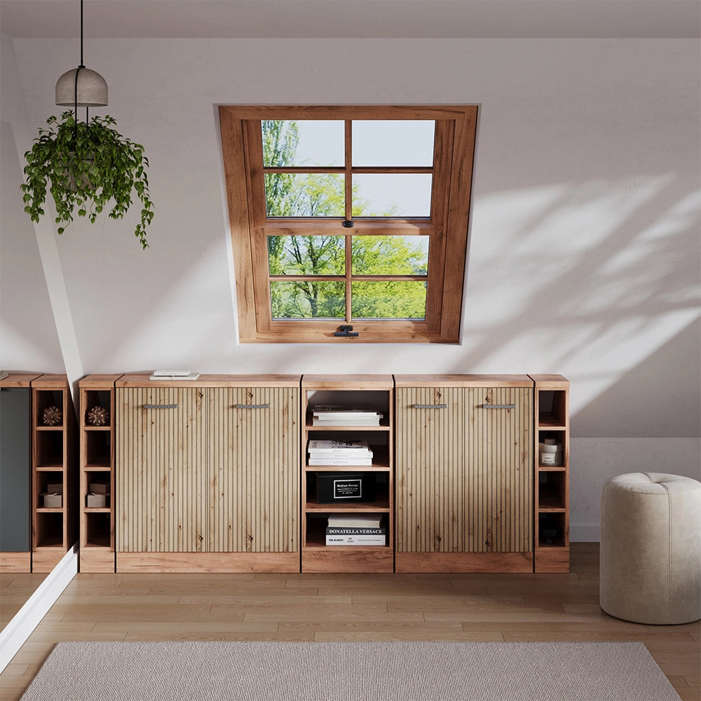 Set di mobili sottotetto Rion Rovere artigianale/Rovere dorato 210 cm Set di 5 carcasse armadio profondità 60 cm Vicco