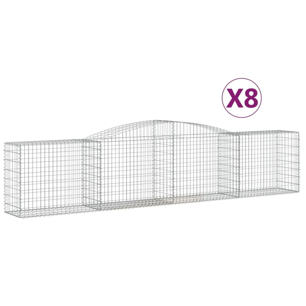 Set di 8 gabbioni ad arco per recinzione gabbia o muro di contenimento 400 x 50 x 80/100 cm ferro zincato argento 02_0041239