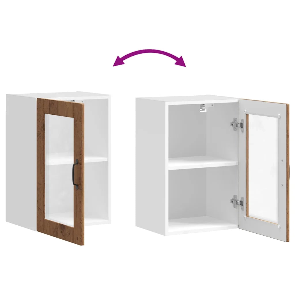 Pensile da Cucina con Porta in Vetro Porto Legno Vecchio