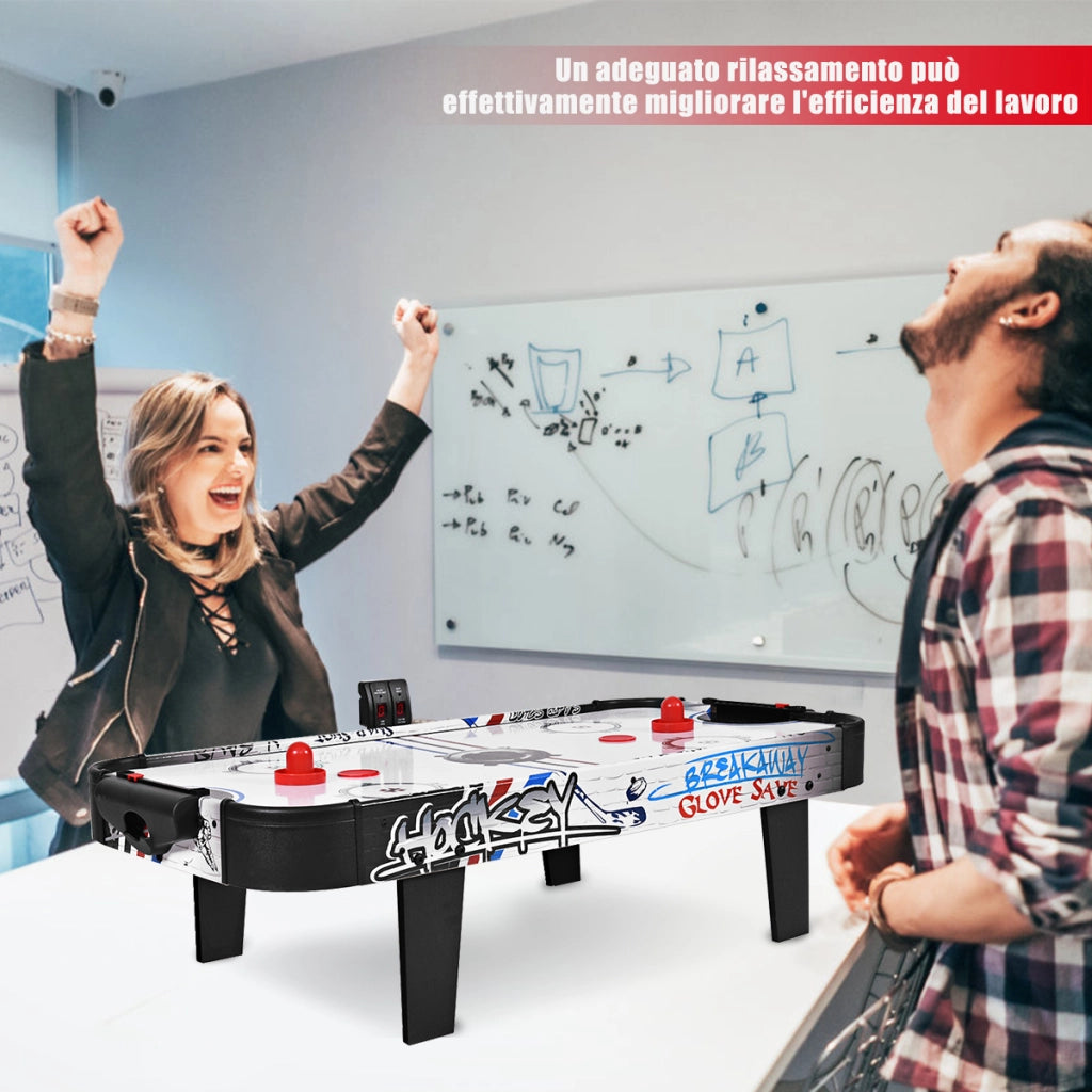 Set tavolo da air hockey con segnapunti LED elettronico, Mini tavolo da air hockey per bambini e adulti-Stanza dei giochi