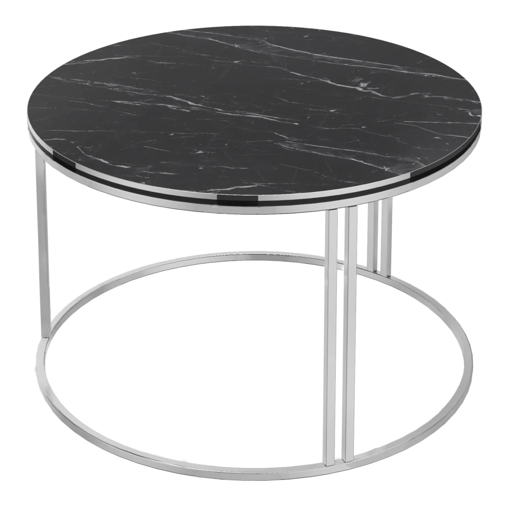 Tavolino rotondo 50 x 80 cm marmo nero e argento 03_0008425