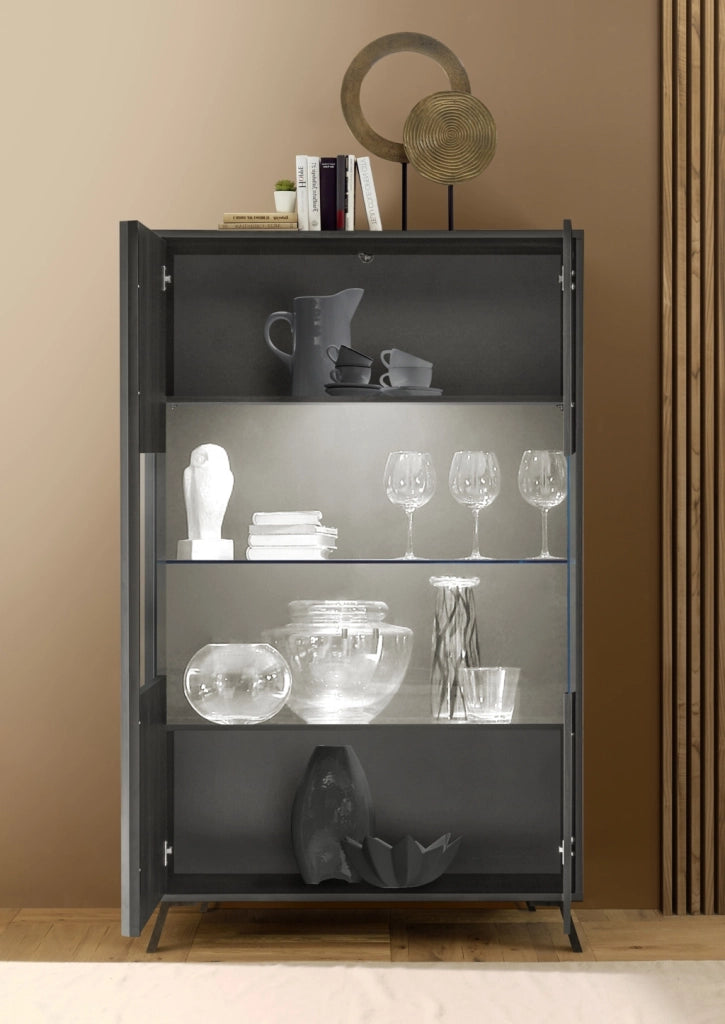 Credenza/Vetrina SALEM nero frassino