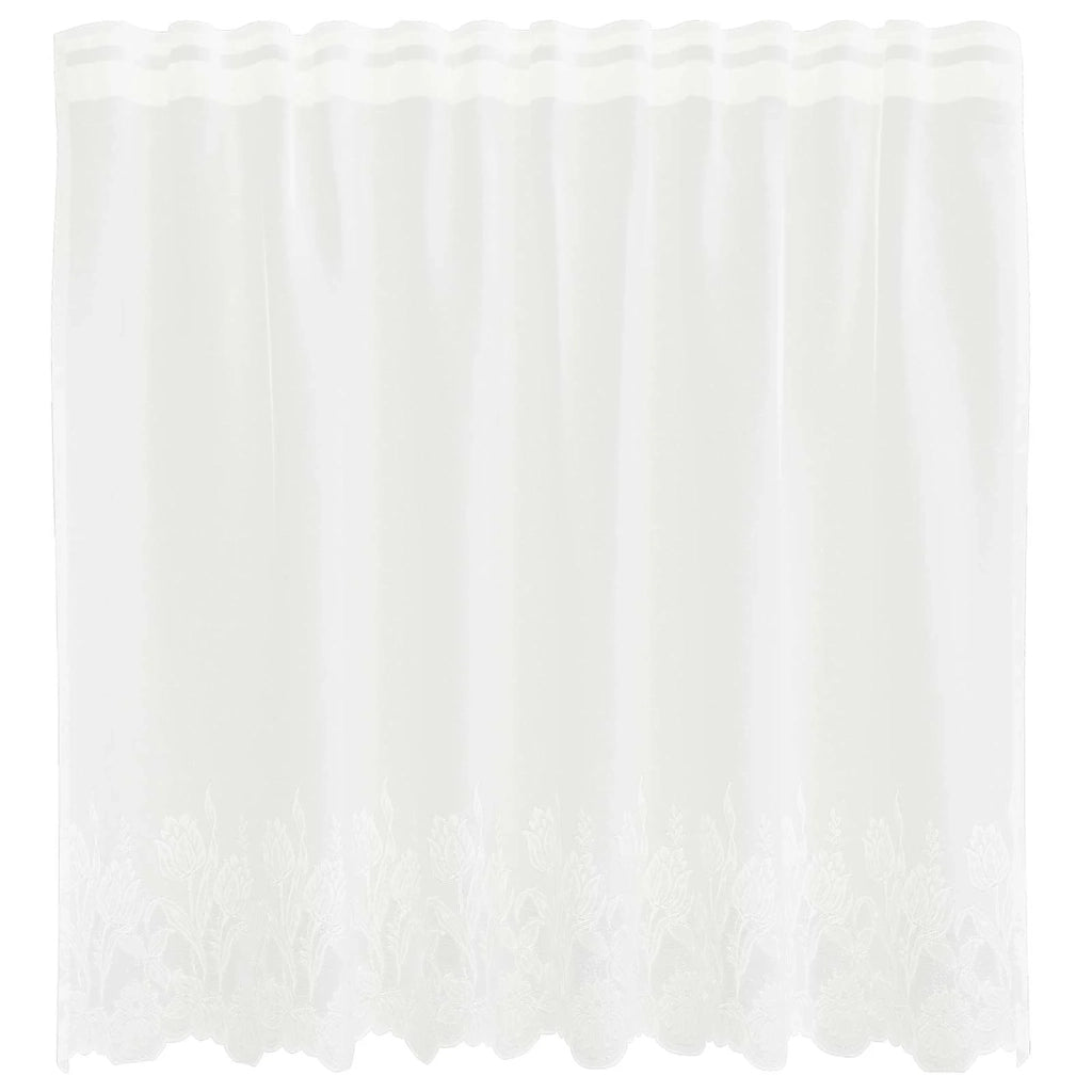 Tenda in Pizzo con tende Floreale Bianco 80 x 150 cm Poliestere 4107865