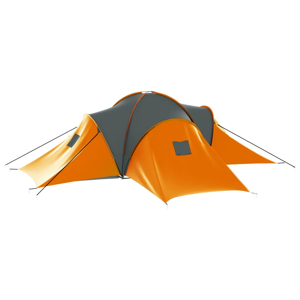 Tenda da Campeggio 9 Persone in Tessuto Grigio e Arancione 93181