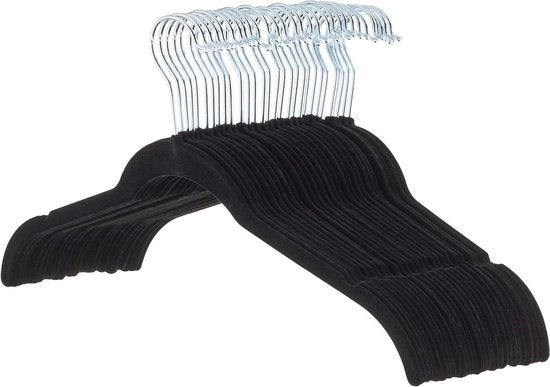 Appesi per Camicie/Abiti con Spazio di Stoccaggio e Rivestimento di Velluto Nero Pacco da 30