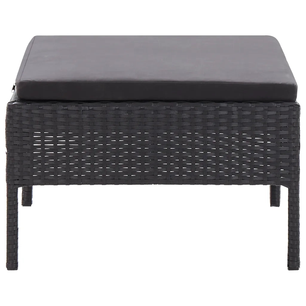 Set Divani da Giardino 3 pz con Cuscini in Polyrattan Nero cod mxl 35057