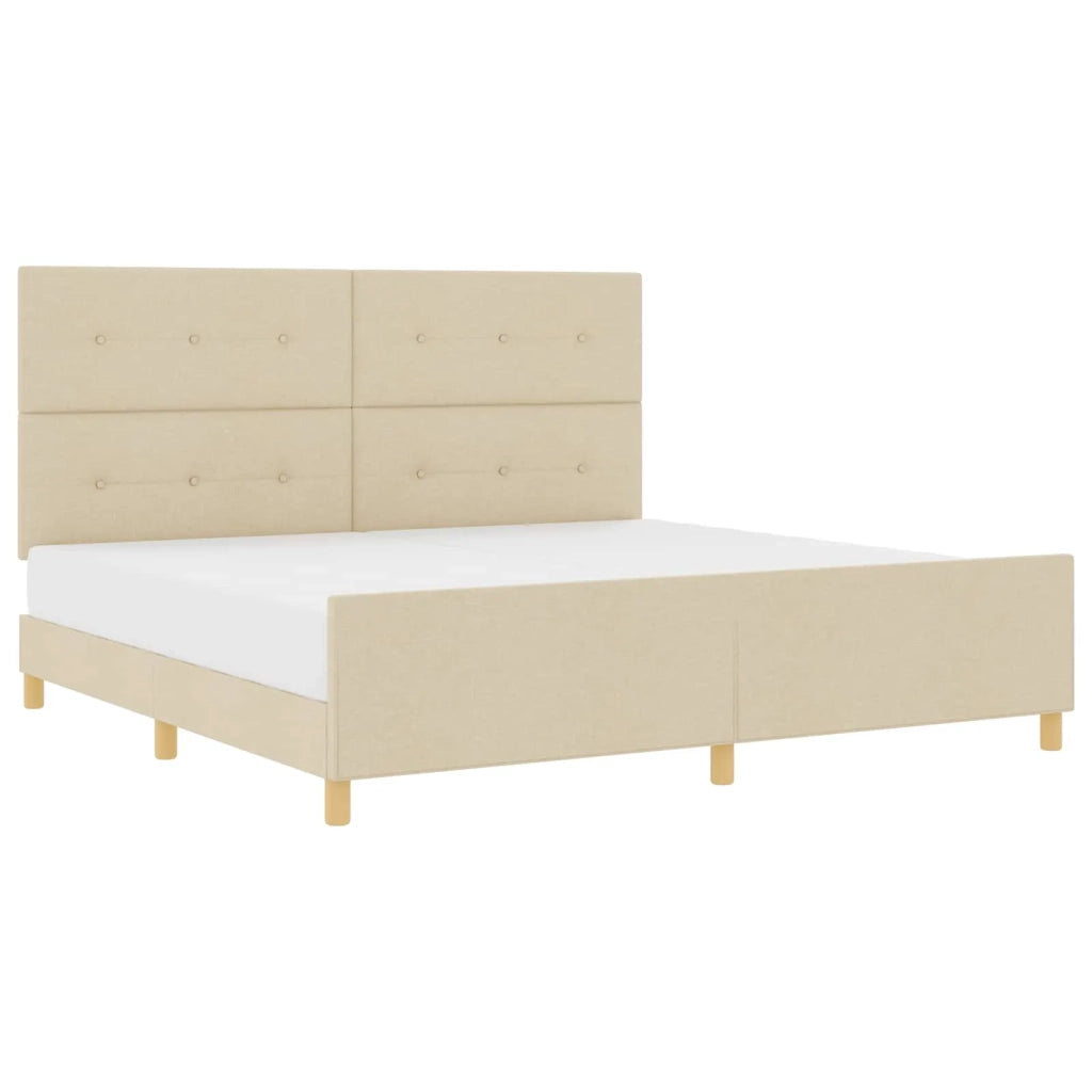 Struttura del letto con testiera Crema 200 x 200 cm Tessuto