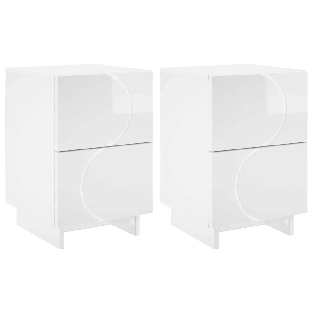 Armadio da Notte 2 pz Bianco Lucido 33,5 x 34,5 x 50 cm 8011396
