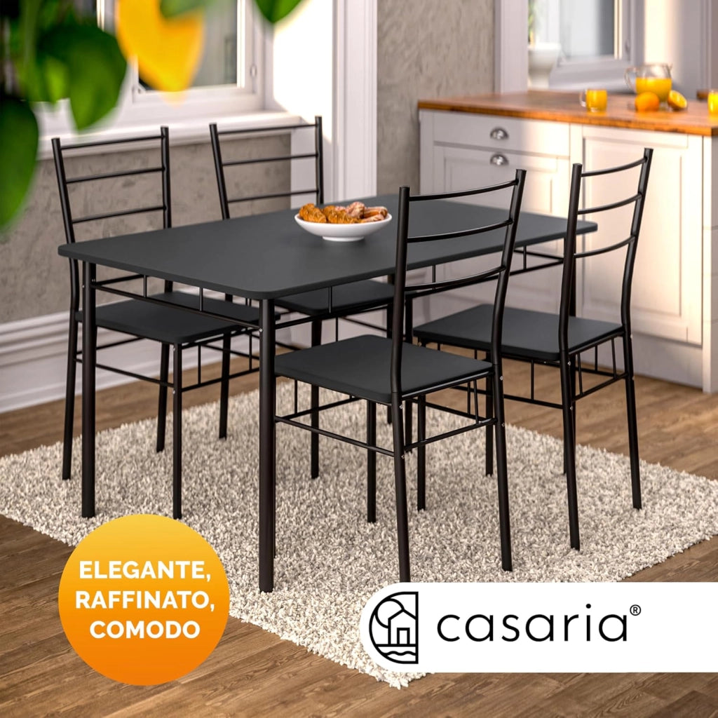 ® Gruppo di Sedute Leo Set 5 Pezzi Tavolo da Pranzo con 4 Sedie Set di Mobili per Sala Cucina Soggiorno Salotto Set da Pranzo Tavoli Sedia