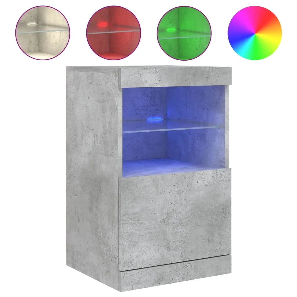 Credenza con Luci LED-Buffet-Armadio da cucina Grigio Cemento 41x37x67 cm 422178
