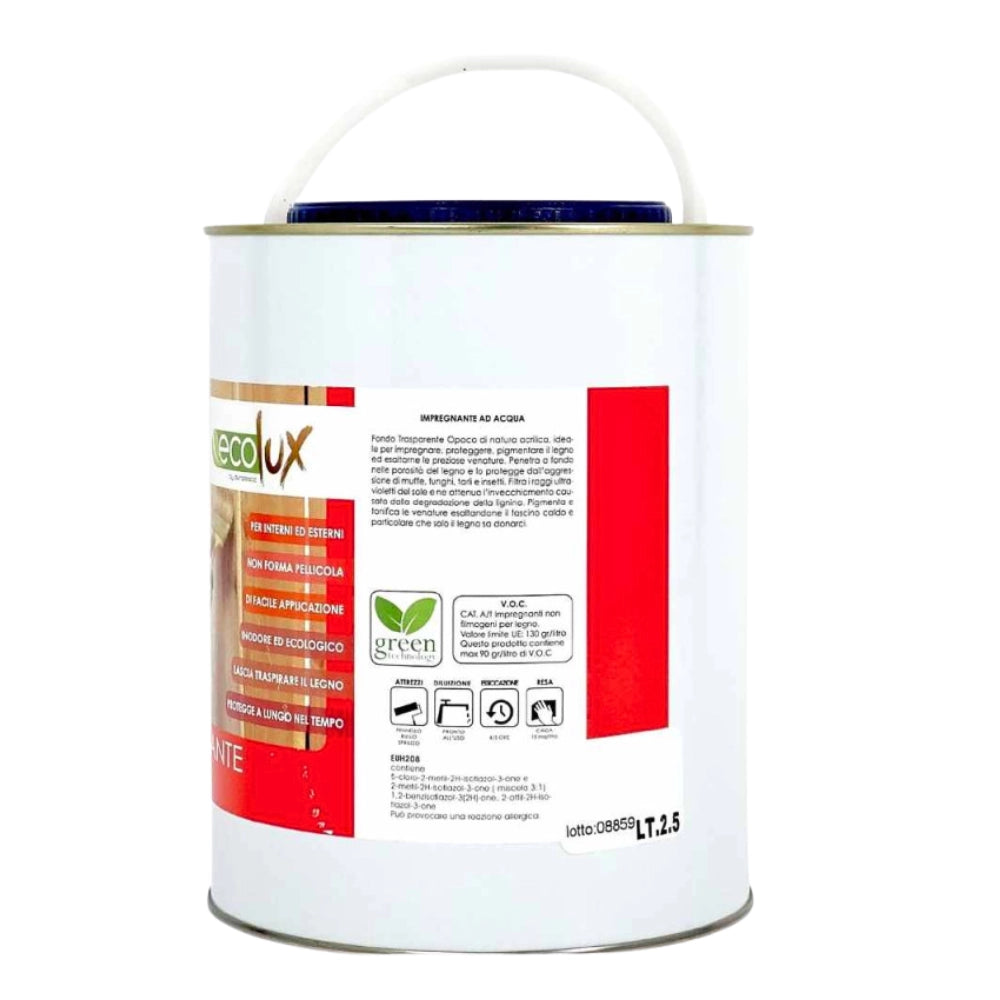 Ecolux impregnante fondo protettivo acrilico pigmentato noce scuro per legno *** formato 2.5 lt, confezione 1