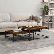 Tavolini Impilabili 2 pz Rovere Fumo in Legno Multistratocod mxl 97161