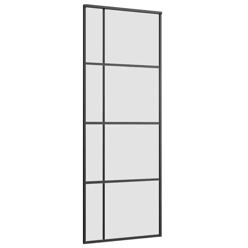 Porta Scorrevole con Ferramenta Nera 76x205 cm in Vetro ESG