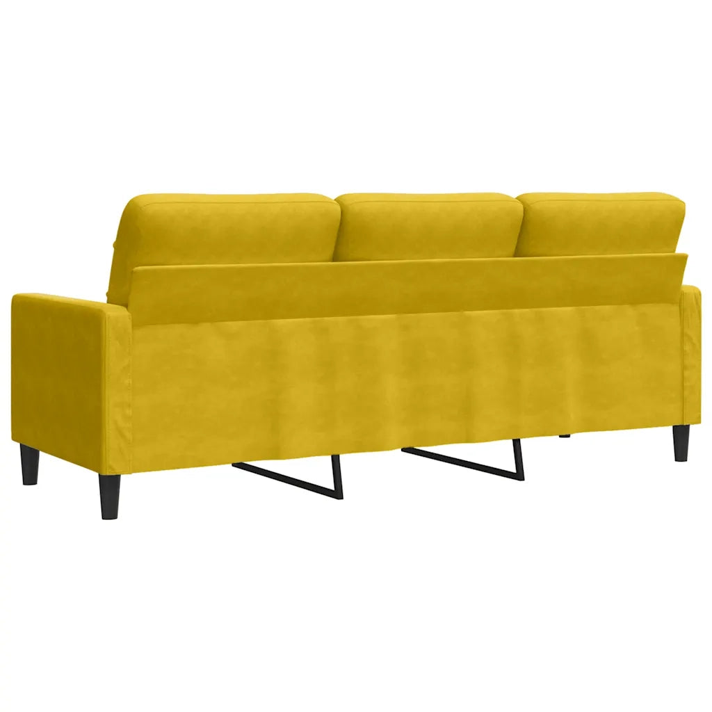 vidaXL Divano a 3 Posti Giallo 180 cm in Velluto