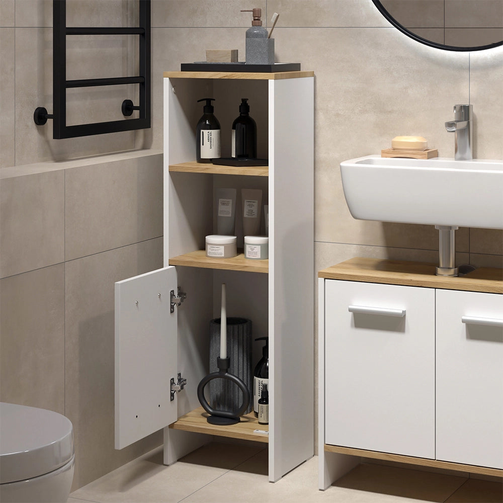 Vicco Set di mobili da bagno Rovere bianco/dorato 3 pezzi